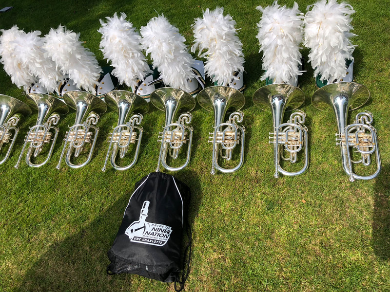 Brass-instrumenten met plumeau's klaar voor het optreden